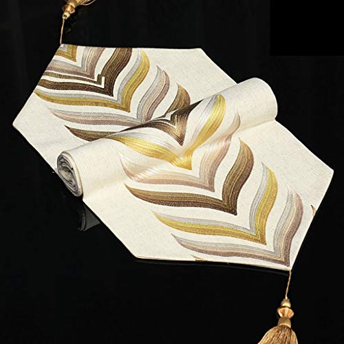 Caminos De Mesa Rectangulares Camino De Mesa De Lino Beige Corredor De La Tabla De Geometría Simple Del Estilo El Grueso Hecha A Mano Moderna De Mesa Con La Borla De La DecoracióN NavideñA Y AñO Nuevo