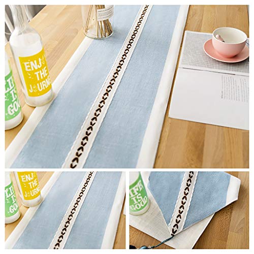 Caminos De Mesa Rectangulares Casas Cenar Patrón Camino De Mesa Lavable Lisa Anchura De Algodón De Lino Árbol Manteles Casa DecoracióN NavideñA Y AñO Nuevo Azul Con Borlas, 2 Colores Regalo de Vacacio