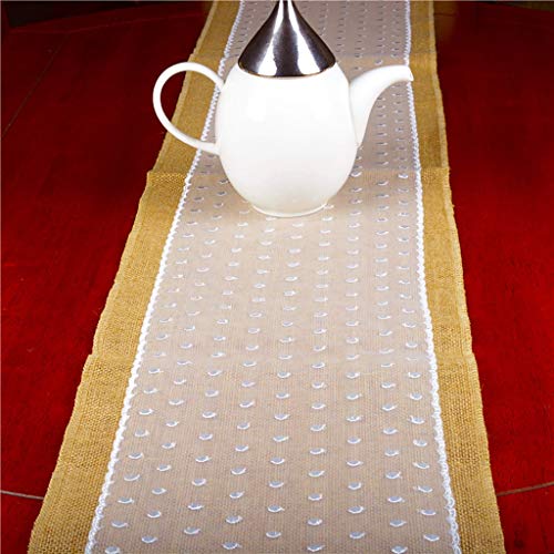 Caminos De Mesa Rectangulares Tabla De Eventos DecoracióN NavideñA Y AñO Nuevo Festival De Boda De Hesse Tabla Arpillera De La Vendimia Corredores De La Tabla Del Cordón Blanco Runner Yute Natural For