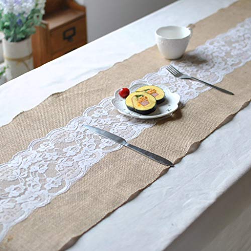 Caminos De Mesa Rectangulares Tabla De Hesse Arpillera De La Vendimia Corredores De La Tabla Del Cordón Blanco Runner Yute Natural For El Festival De Boda DecoracióN NavideñA Y AñO Nuevo De La Tabla D