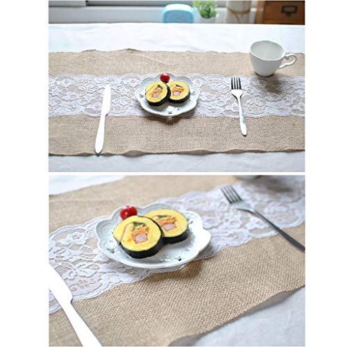 Caminos De Mesa Rectangulares Tabla De Hesse Arpillera De La Vendimia Corredores De La Tabla Del Cordón Blanco Runner Yute Natural For El Festival De Boda DecoracióN NavideñA Y AñO Nuevo De La Tabla D
