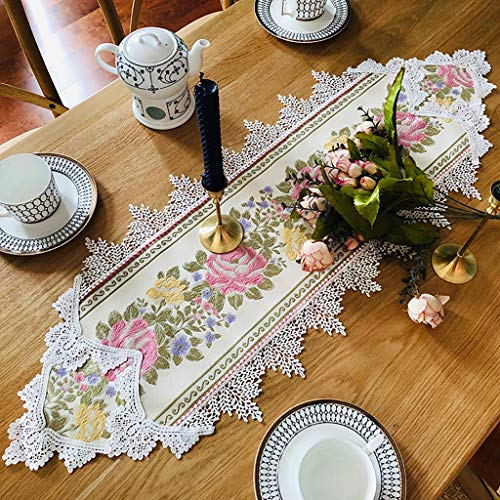 Caminos De Mesa Rectangulares Tela De Algodón Del Cordón De Encaje Bordado Camino De Mesa De Superposición De Telas Bordadas Florales Caminos De Mesa Rectangulares De Encaje For Todo Tipo De Celebraci