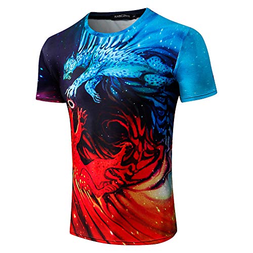 Camiseta de Manga Corta para Hombre con Estampado de león Pintado colour7 XXXL,Camisetas de Manga Corta para Hombre Camiseta de Verano con Cuello Redondo y Estampado Impresas 3D