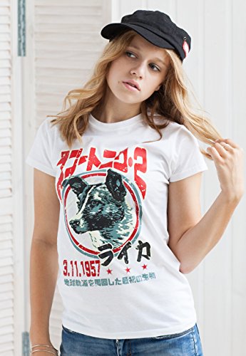 Camiseta japonesa Laika The Space Dog – Camiseta japonesa soviética para mujer
