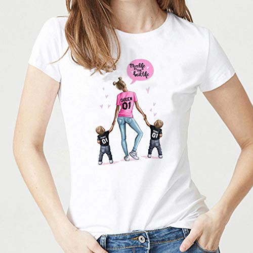 Camiseta para Mujer Camiseta del Día De La Madre Mujeres   Super Mom T-Shirt Ocio Cómodo Vogue Estética Preciosa Camiseta XXL 2004