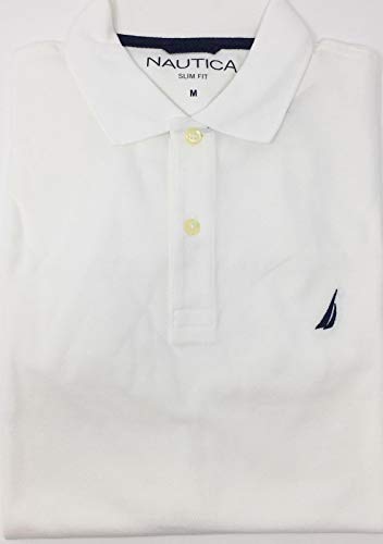 Camiseta Polo Piqué con logo Slim Fit de Nautica para hombre (Small, Negro)