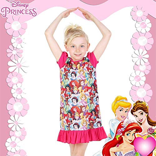 Camisetas de princesa Disney con el Rey León, Aladino, Cenicienta, La Patrulla Canina, La Sirenita. Producto oficial para niños, camisón para princesas Rosa Princesa 7-8 Años