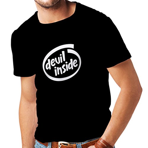 Camisetas Hombre Devil Inside: Regalo Genial para el Jugador, Lema Divertido, Material de Juego (X-Large Negro Blanco)