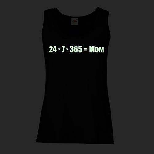 Camisetas sin Mangas para Mujer La Mejor mamá - Amor Usted Mensaje de la mamá - cumpleaños, día de Madres, Regalos del Aniversario (X-Large Negro Fluorescente)