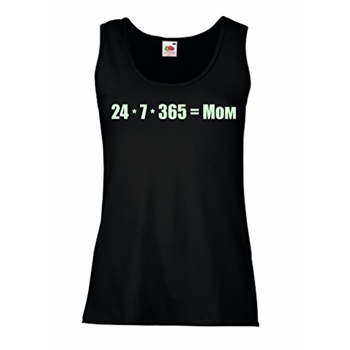 Camisetas sin Mangas para Mujer La Mejor mamá - Amor Usted Mensaje de la mamá - cumpleaños, día de Madres, Regalos del Aniversario (X-Large Negro Fluorescente)