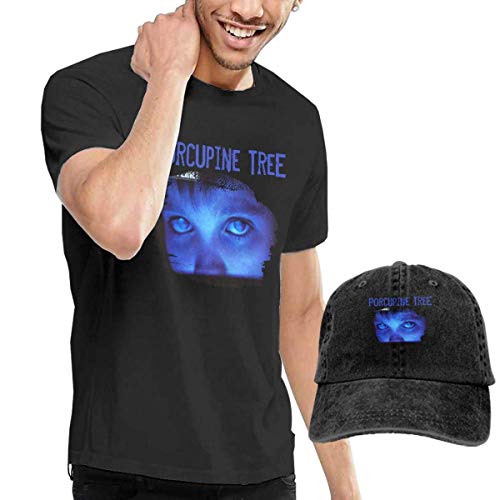 Camisetas y Tops Hombre Polos y Camisas, GabrielR Men's Porcupine Tree Fear A Blank Planet tee Washed Denim Baseball Dad Hats Black