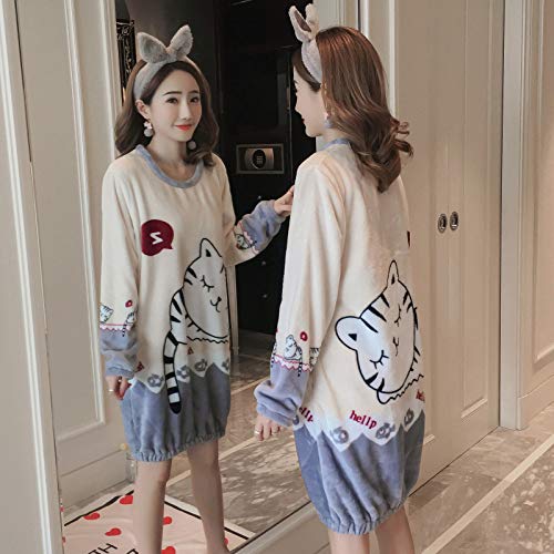 Camisón de Franela Caliente de Moda para Mujer, Pijama, Servicio a Domicilio, Ropa de Dormir Informal, Regalo para niña, 1 XL