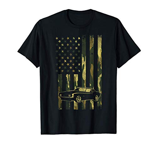 Camo American Flag Racing Car US Drag Race Driver Racer Gift Camiseta