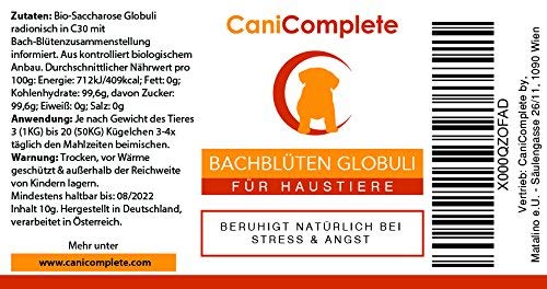 CaniComplete Relajantes para Gatos, Perros, Mascotas Glóbulos de Flores de Bach - Tranquilizante Natural para El Miedo y el Estrés - Pet Remedy