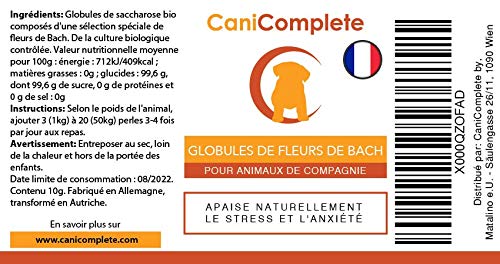 CaniComplete Relajantes para Gatos, Perros, Mascotas Glóbulos de Flores de Bach - Tranquilizante Natural para El Miedo y el Estrés - Pet Remedy