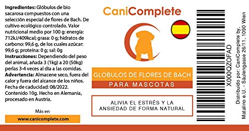 CaniComplete Relajantes para Gatos, Perros, Mascotas Glóbulos de Flores de Bach - Tranquilizante Natural para El Miedo y el Estrés - Pet Remedy