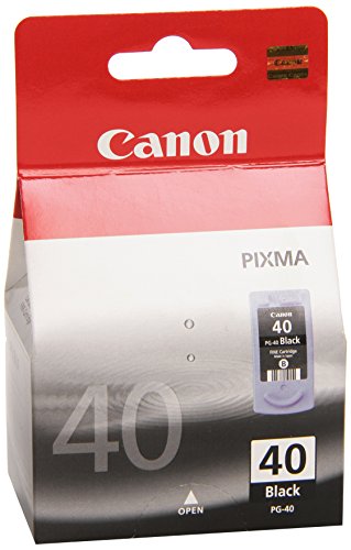 Canon PG-40 Cartucho de tinta original Negro para Impresora de Inyeccion de tinta Pixma MP140,150,160,170,180,190,210,220,450,450x,460,470-iP1200,1300,1600,1700,1800,1900,2200,2500,2600