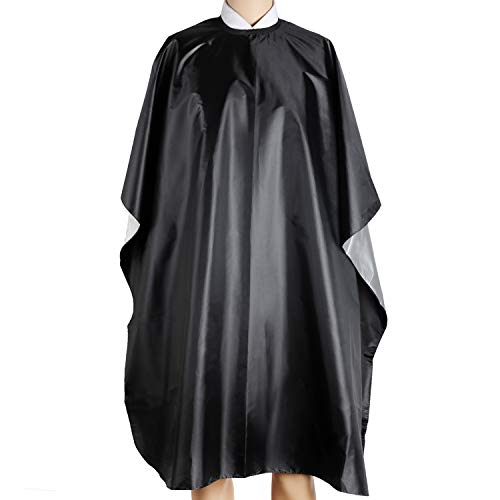 Capa de corte de cabello, Segbeauty Black Hairdressing Bata de nylon para el color del cabello Champú impermeable Vestido largo Maquillaje Barba Recorte Capa con 3.9 '' Cierre ajustable