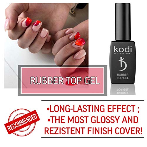 Capa superior de goma brillante KODI - Capa superior de gel de uñas profesional para esmalte de uñas duradero - No tóxico y sin olor - Curado bajo lámpara LED o UV (7 ml)