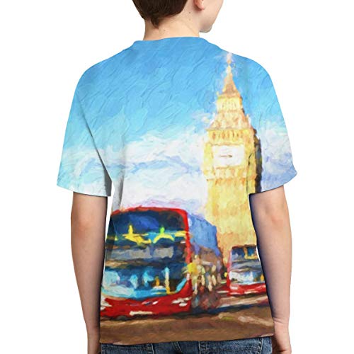 Capital Red Boat Famoso Big Ben Londres Inglaterra Gran Bretaña Brush Bus City Camiseta histórica para niños Camiseta de Manga Corta Camiseta Divertida clásica M