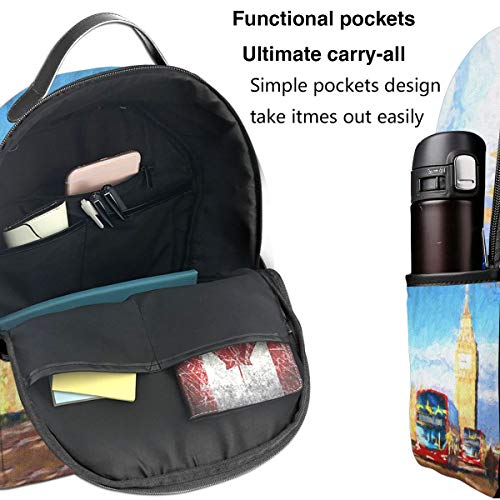 Capital Red Boat Famoso Big Ben Londres Inglaterra Gran Bretaña Brush Bus City Histórico Mochilas duraderas para Estudiantes de Primaria Intermedia Secundaria
