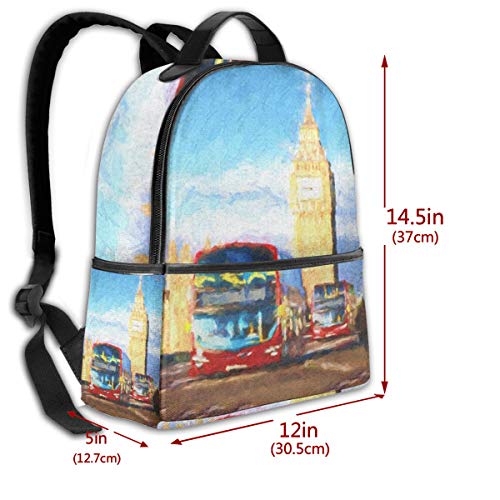 Capital Red Boat Famoso Big Ben Londres Inglaterra Gran Bretaña Brush Bus City Histórico Mochilas duraderas para Estudiantes de Primaria Intermedia Secundaria