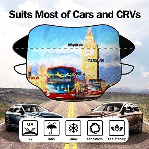 Capital Red Boat Famoso Big Ben Londres Inglaterra Gran Bretaña Brush Bus City Histórico Parabrisas Cubierta 57.9X46.5 Pulgadas Se adapta a la mayoría de las camionetas, camionetas o automóviles Manti