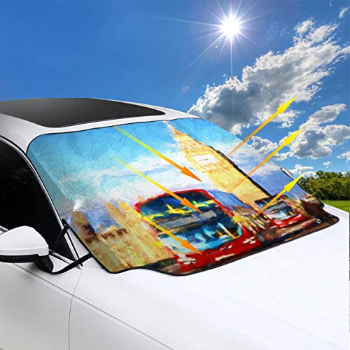 Capital Red Boat Famoso Big Ben Londres Inglaterra Gran Bretaña Brush Bus City Histórico Parabrisas Cubierta 57.9X46.5 Pulgadas Se adapta a la mayoría de las camionetas, camionetas o automóviles Manti