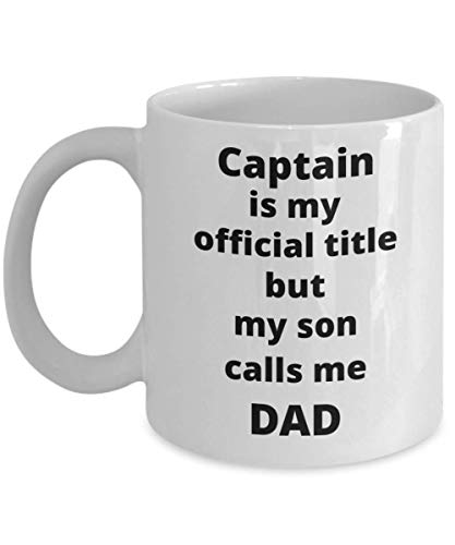 Capitán Papá Hijo Taza de café Idea de regalo divertida para la Armada de la Armada de la Marina de la Fuerza Aérea Oficial de Policía de Bomberos Promoción Día del Padre Cumpleaños