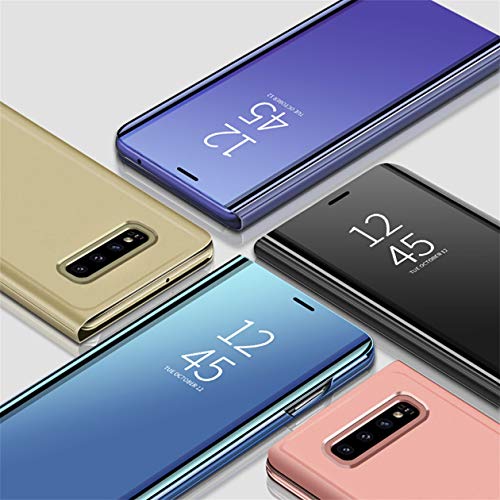 Carcasa Galaxy A7 2018 Funda Case Mirror Funda Flip Tapa Libro Carcasa Funda de Espejo Flip Caso Galaxy A9 2018 Duro Espejo Soporte Shell Cover para Samsung Galaxy A7 2018 (Galaxy A9 2018, Azul)