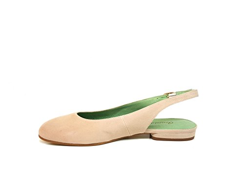 Carling - Bailarinas Planas Casual de Vestir para Mujer en Piel con Talon Abierto - Tacon Bajo 1 cm - Zapatos Comodos Hechos en España, Maquillaje, Talla 38