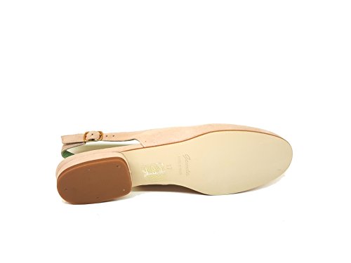 Carling - Bailarinas Planas Casual de Vestir para Mujer en Piel con Talon Abierto - Tacon Bajo 1 cm - Zapatos Comodos Hechos en España, Maquillaje, Talla 38