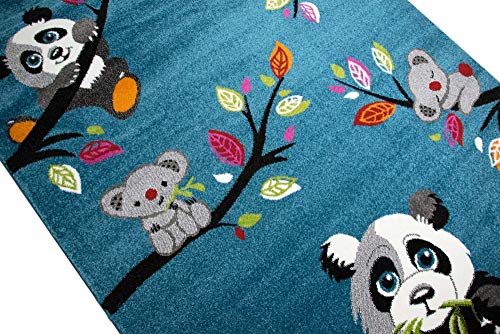 CARPETIA Alfombra DE LOS NINOS Panda Koala Oso Turquesa Crema Größe 80x150 cm