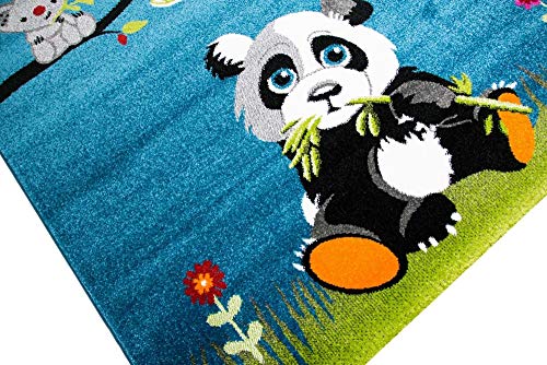 CARPETIA Alfombra DE LOS NINOS Panda Koala Oso Turquesa Crema Größe 80x150 cm