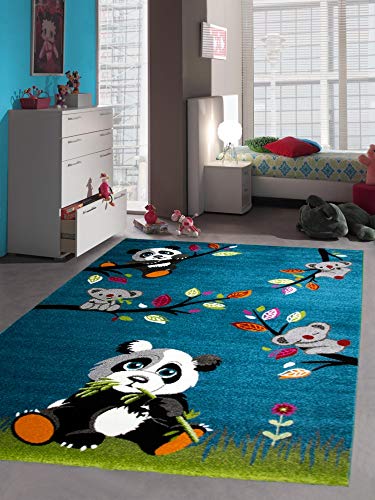 CARPETIA Alfombra DE LOS NINOS Panda Koala Oso Turquesa Crema Größe 80x150 cm
