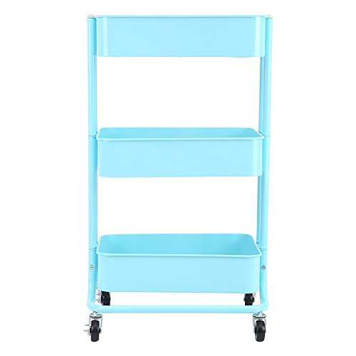 Carrito Bandejas de Malla Metálica con Ruedas, Estante de Almacenamiento Carretilla Carro 3 Alturas Estantería Organizador Soporte Rack para Cocina Baño Oficina Salón Restaurante (Verde)