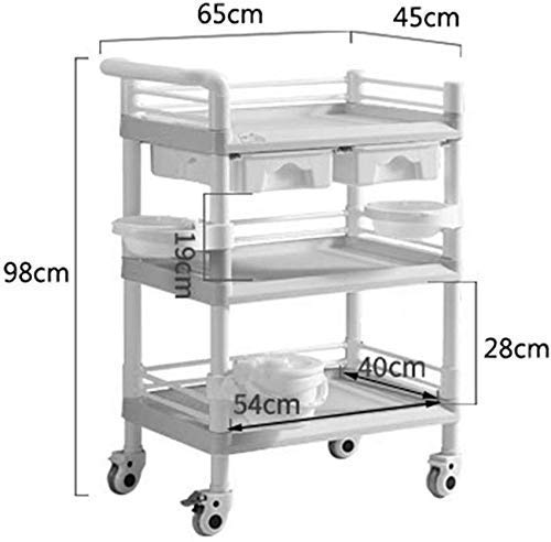 Carro multifunción portátil de mano Camiones Carro Portátil Heavy Duty utilidad médica verde de la compra en la rueda de nivel 3 Abs belleza Spa balanceo Compras coche con suciedad Cubo cajones 100-15