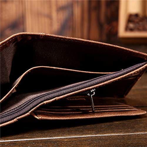 Cartera de Cuero Multifuncional de Cera de Aceite Retro para Hombres Día de San Valentín Esposa, Esposo, Padre, Madre, Amantes, niñas