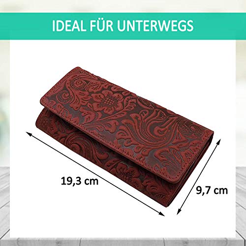 Cartera de Piel para Dama con Bloqueo RFID y NFC (Rojo Cereza)