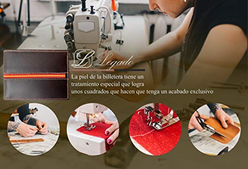 Cartera Hombre Marrón Piel tratada con Bandera España LEGADO de Ubrique Cartera Bandera España Regalo Pulsera Bandera España (Horizontal Marrón Vox II sin Broche)