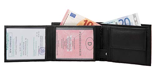 Cartera Negra De Piel Auténtica En Vertical De La Serie Phoenix 1