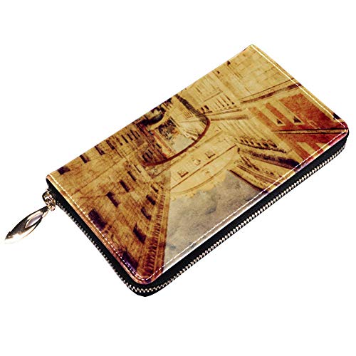 Cartera y Cartera para teléfono con Cierre de Cremallera, diseño Vintage de Canal en Venecia, Bolso de Viaje de Piel, Organizador de Tarjetas, Carteras Color 4 8.07x1x4.53 in