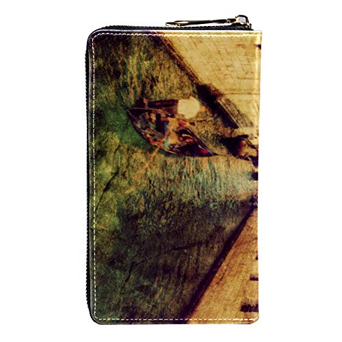 Cartera y Cartera para teléfono con Cierre de Cremallera, diseño Vintage de Canal en Venecia, Bolso de Viaje de Piel, Organizador de Tarjetas, Carteras Color 4 8.07x1x4.53 in