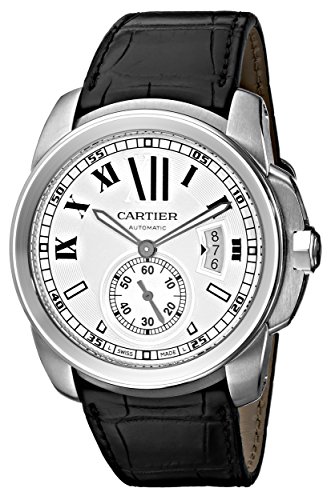 Cartier Calibre - Reloj (Reloj de Pulsera, Masculino, Acero Inoxidable, Acero Inoxidable, Cuero, Negro)