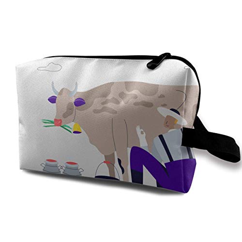 Cartoon Fresh Milk Product from Cattle Farm Small Travel Toiletry Bag Super Light Toiletry Organizer for Overnight Trip Bag