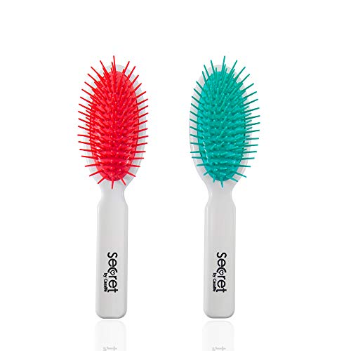 Casalfe Cepillo neumático mini resistente al secador con púas 360º sin aristas - no rompen el pelo, Blanco/púas color (3955)