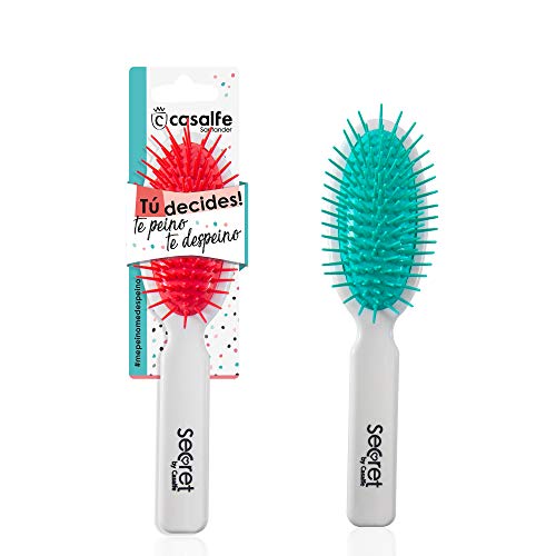 Casalfe Cepillo neumático mini resistente al secador con púas 360º sin aristas - no rompen el pelo, Blanco/púas color (3955)