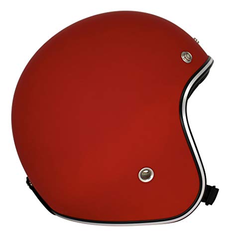 Casco de Vespa original de Fresulein Irmi Retro con visera solar, para hombre y mujer en aspecto vintage, calidad según la norma ECE, color rojo mate (M)