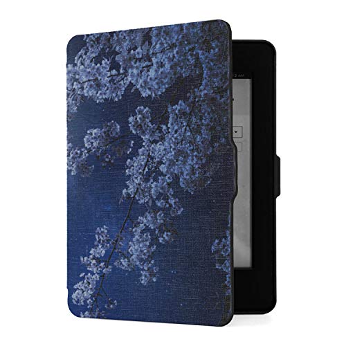Case For Kindle Paperwhite 1/2/3 Generation Kindle Protection Case Dark Blue Spring Fragrant Flower PU Leather Cover with Auto Wake/Sleep Cover Kindle Paperwhite E-Reader