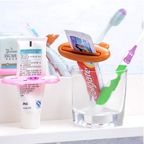 Case&Cover 4pcs Tubo De Crema Dental Dispensador del Exprimidor, Clips De Dibujos Animados De Animales De Plástico De Pasta De Dientes para Baño-Panda, Cerdo, Rana, Oso (Random Estilo)